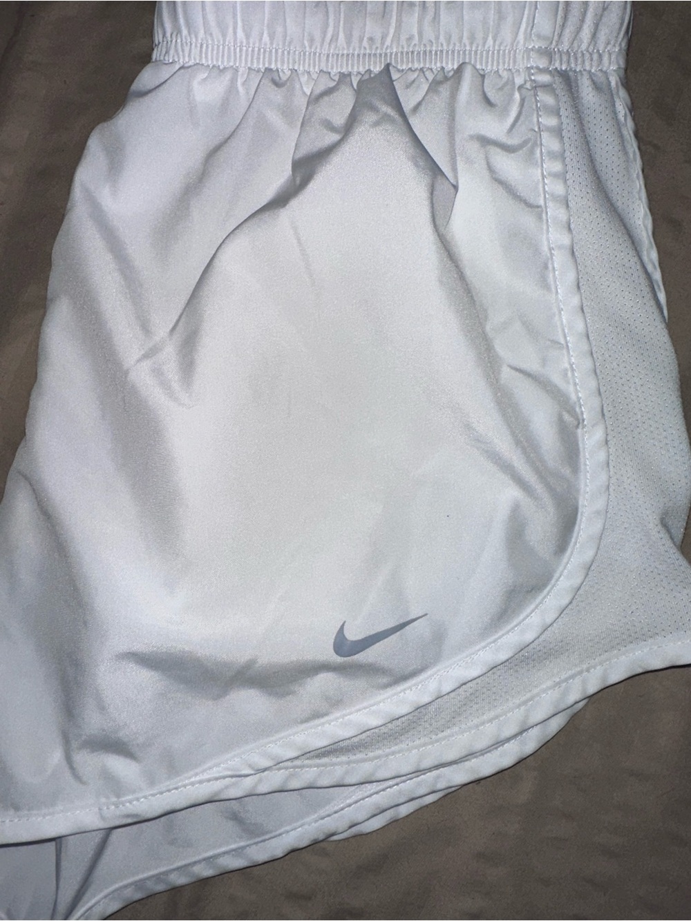Nike White Shorts with Gray Swoosh